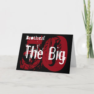 Cartão 50th Aniversário, irmão, branco, preto, vermelho
