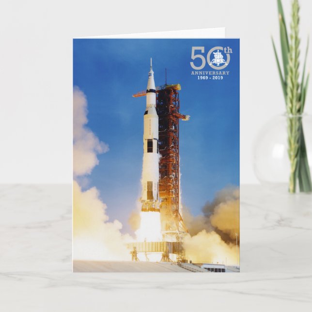 Cartão 50th Anniversary Apollo 11 Moon Landing, Saturn V: (Frente)