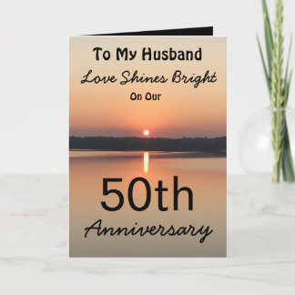 Cartão 50th Anniversary Husband Love Shines Bright Sunset