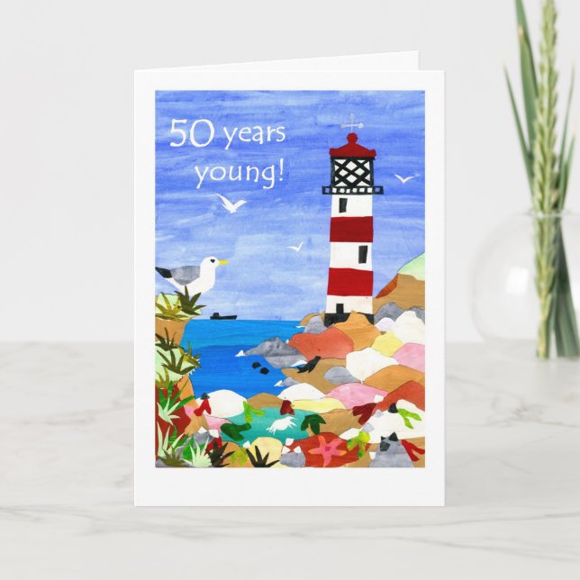 Cartão 50th Birthday Card - Lighthouse (Frente)