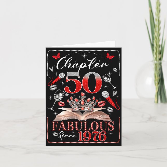 Cartão 50th Birthday Queen Chapter 50 Fabulous Since 1976 (Frente)