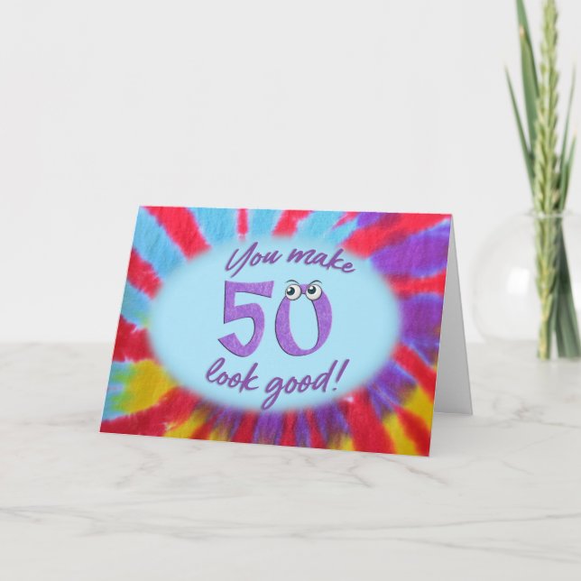 Cartão 50th birthday tie dye frame (Frente)