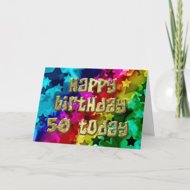 Cartão 50th Bright stars birthday card (Frente)