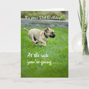 Cartão 51st Birthday Puppy Running