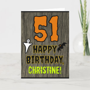 Cartão 51st Birthday: Spooky Halloween Theme, Custom Name
