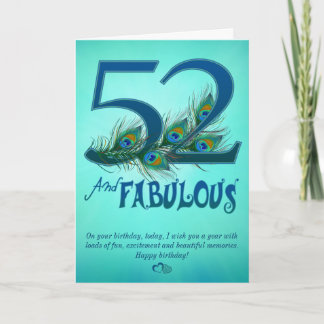 Cartão 52nd Birthday template Cards