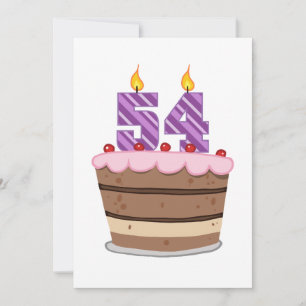 Cartão 54 anos no Bolo de Aniversário