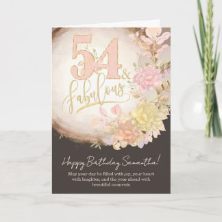 Cartão 54 & Fabuloso Floral Foto Aniversário Personalizad