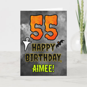 Cartão 55º Aniversário: Tema Assustador de Halloween + No