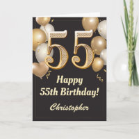 55.º aniversário Balões Negros e Dourados Confetti
