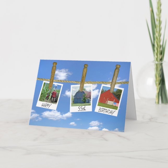 Cartão 55.º Aniversário do Barns e Instantâneos do Trator (Frente)