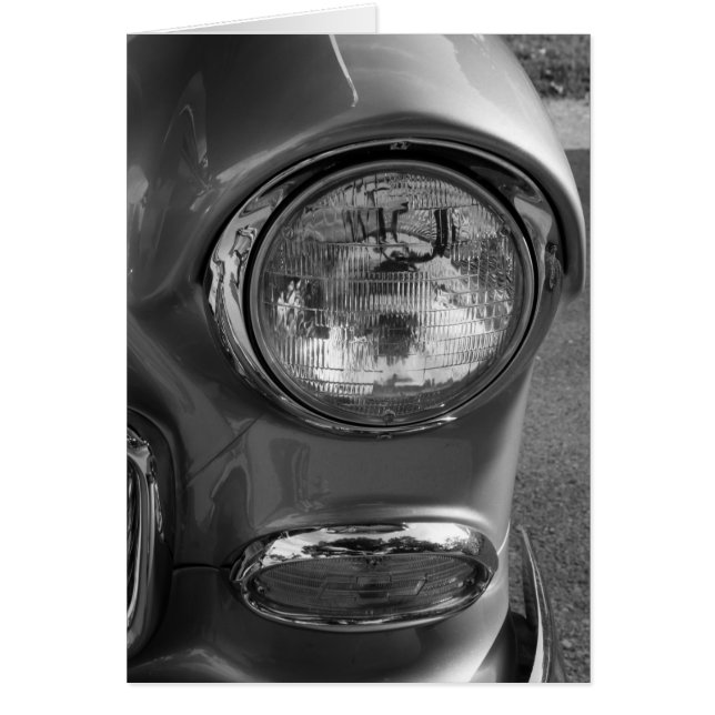 Cartão 55 Chevy Headlight Grayscale (Frente)