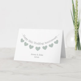 Cartão 55th Emerald Wedding Anniversary with green hearts