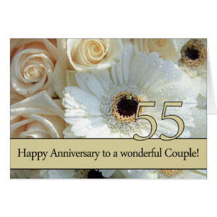 Cartão 55th rosas felizes do aniversário