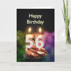 Cartão 56º aniversário com bolo e velas