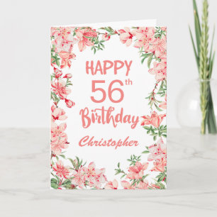 Cartão 56.º Aniversário Pêmonas Rosa Pêssegos Aquarel