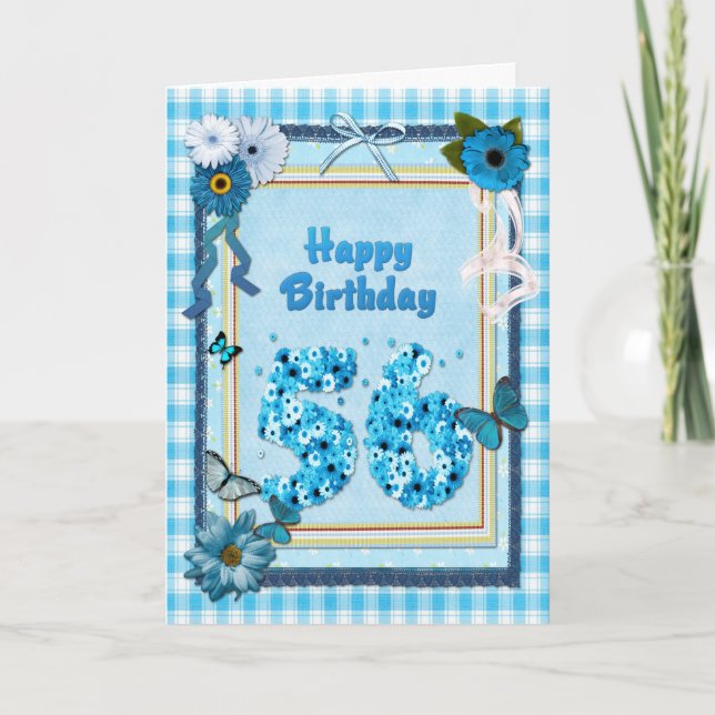 Cartão 56th  Birthday with a scrapbook effect (Frente)