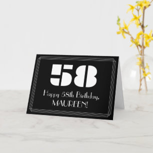 Cartão 58º Aniversário: Visual Inspirado em Art Deco "58"