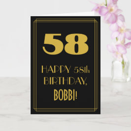 Cartão 58.º aniversário - Art Deco Inspirou "58" & Nome