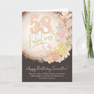 Cartão 58 & Fabuloso Floral Foto Aniversário Personalizad