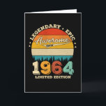 Cartão 58 Year Old Awesome Since 1964 58th Birthday Gift<br><div class="desc">Birthday Design For anyone who's horoscope say difficult & Stubborn But totally worth.Wear it with pride at work,  school gym perfect to pair with shorts,  leggings or jeans for a casual yet trendy Look</div>