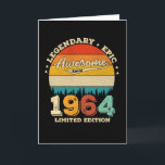 Cartão 58 Year Old Awesome Since 1964 58th Birthday Gift<br><div class="desc">Birthday Design For anyone who's horoscope say difficult & Stubborn But totally worth.Wear it with pride at work,  school gym perfect to pair with shorts,  leggings or jeans for a casual yet trendy Look</div>