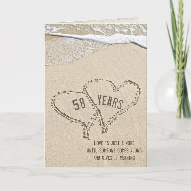 Cartão 58th Anniversary Beach Hearts Card (Frente)
