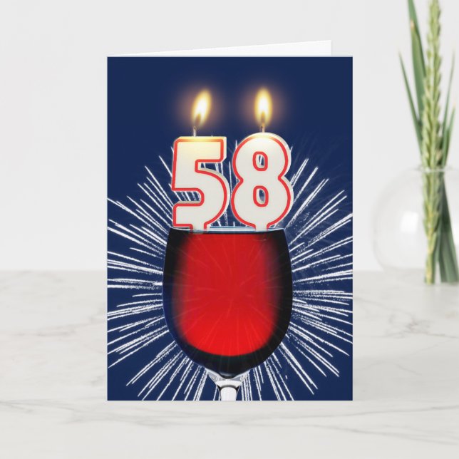 Cartão 58th Birthday with wine and candles (Frente)