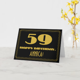 Cartão 59.º aniversário: Nome + Art Deco Inspiraram "59"