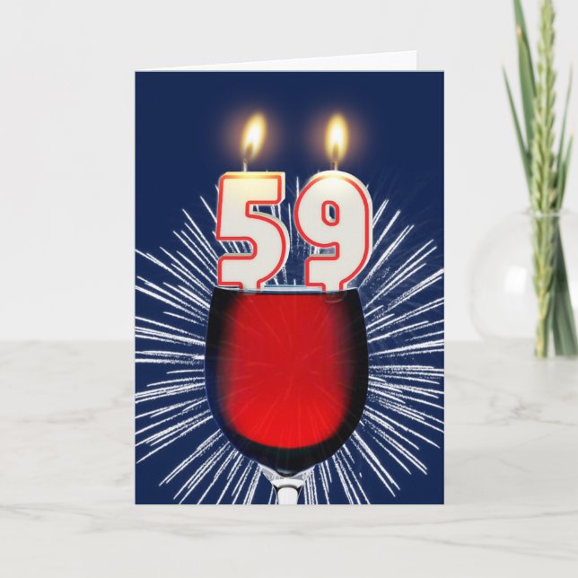 Cartão 59th Birthday with wine and candles (Frente)