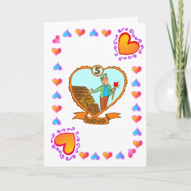 Cartão 5 Anniversário Wood (Frente)