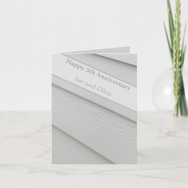 Cartão 5 Anniversário Wood, editável (Frente)