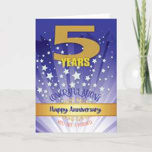 Cartão 5 anos AA Moeda Feliz Aniversário Negrito Numerári