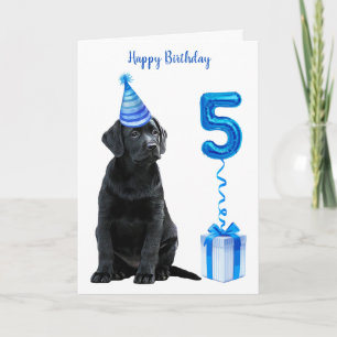 Cartão 5 Birthday Puppy Theme - Cachorro Cachorro Azul Pa