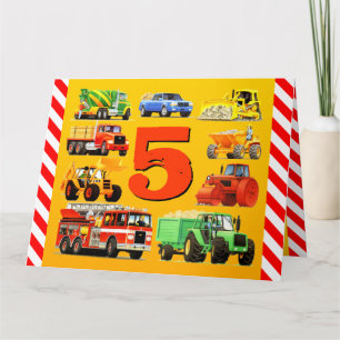 Cartão 5 Birthday Trucks