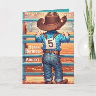Cartão 5 de Birthday Rodeo de Birthday, cowboy Ocidental