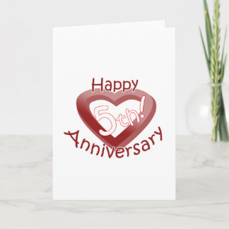 Cartão "5 Feliz Aniversário" Cardíaco design