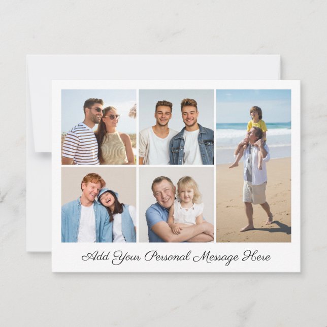 Cartão 5 Photo Collage Add Your Own Greeting Flat (Frente)