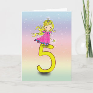 Cartão 5 Year Old Princess Birthday Card for Girls