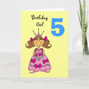 Cartão 5 year old princess (brown hair)