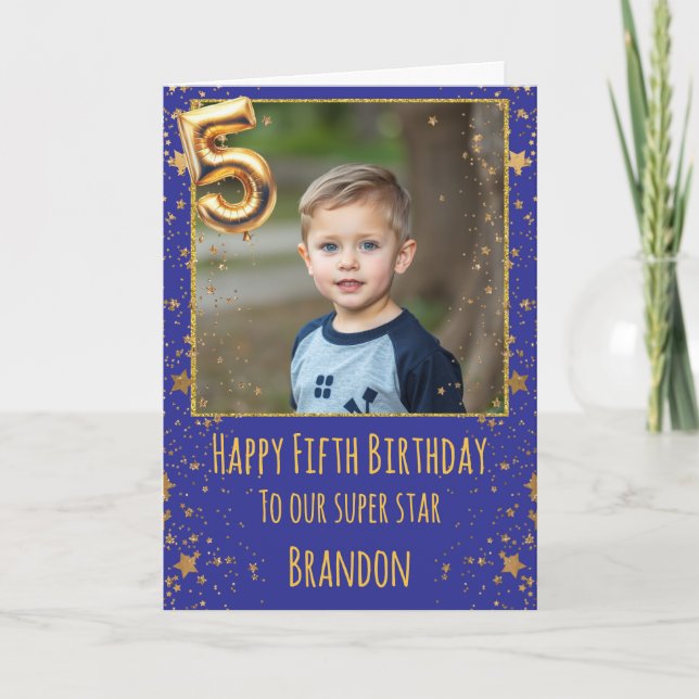 Cartão 5th Birthday Photo Card (Frente)