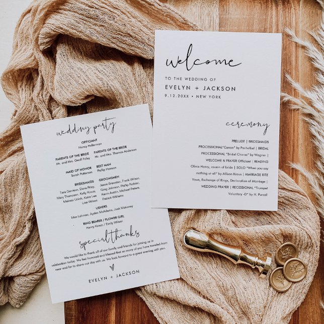 Cartão 5x7 do Programa de Casamento Minimalista ST (Criador carregado)