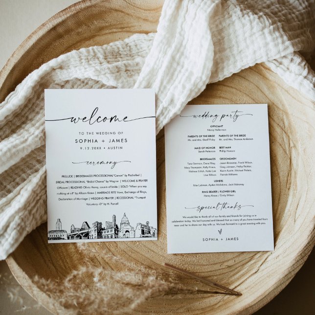 Cartão 5x7 do Programa de Casamento Skyline da Áus (Criador carregado)