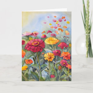 Cartão 5x7 Zinnia Watercolor Greeting Card (Blank Inside)