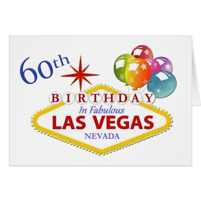 Cartão 60ª Carta de Aniversário de Las Vegas (Frente Horizontal)