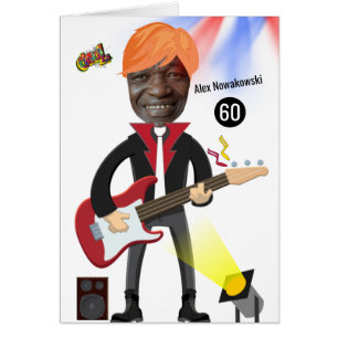 Cartão 60ª Sena Aniversário Guitarra Funk Rockstar Piad