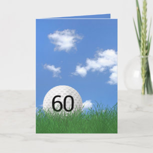 Cartão 60º aniversário, bola de golfe na grama