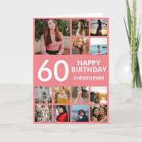 60º Aniversário Colagem de Fotos 13 Fotos Rosa e B