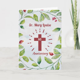 Cartão 60º Aniversário da Cruz de freira em Wreath