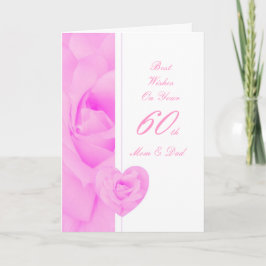 Cartão 60º aniversário de casamento Mãe e Pai Coração Flo